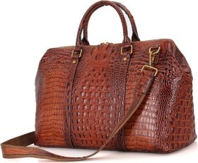Ефектна дорожня сумка з натуральної шкіри під крокодила VINTAGE STYLE (14397)