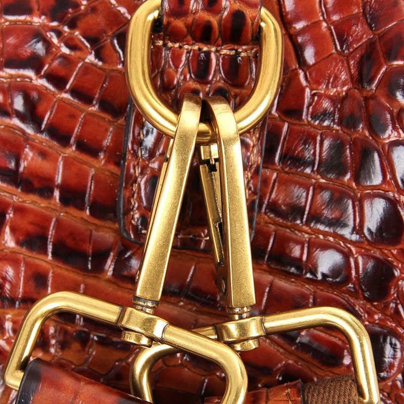 Ефектна дорожня сумка з натуральної шкіри під крокодила VINTAGE STYLE (14397)
