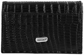 Кожаная обложка для документов с лазерным тиснением Desisan 81746 черного цвета