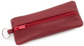 Женская ключница из фактурной натуральной кожи красного цвета на молнии ST Leather 81946