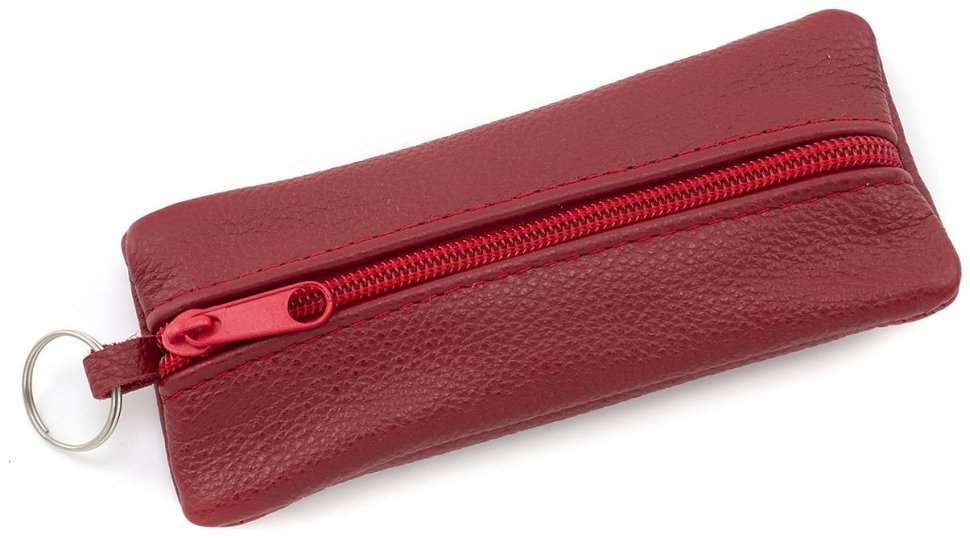 Женская ключница из фактурной натуральной кожи красного цвета на молнии ST Leather 81946 modnotak фото №1