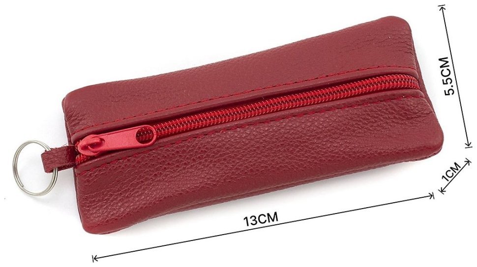 Женская ключница из фактурной натуральной кожи красного цвета на молнии ST Leather 81946 modnotak фото №3