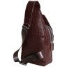 Мужская сумка-слинг из натуральной кожи с фактурой кроко Vip Collection 102346 коричневого цвета modnotak фото - 2