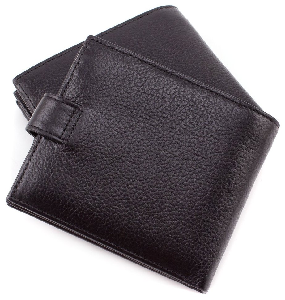 Солідне чоловіче портмоне чорного кольору з натуральної шкіри KARYA (0965-45)