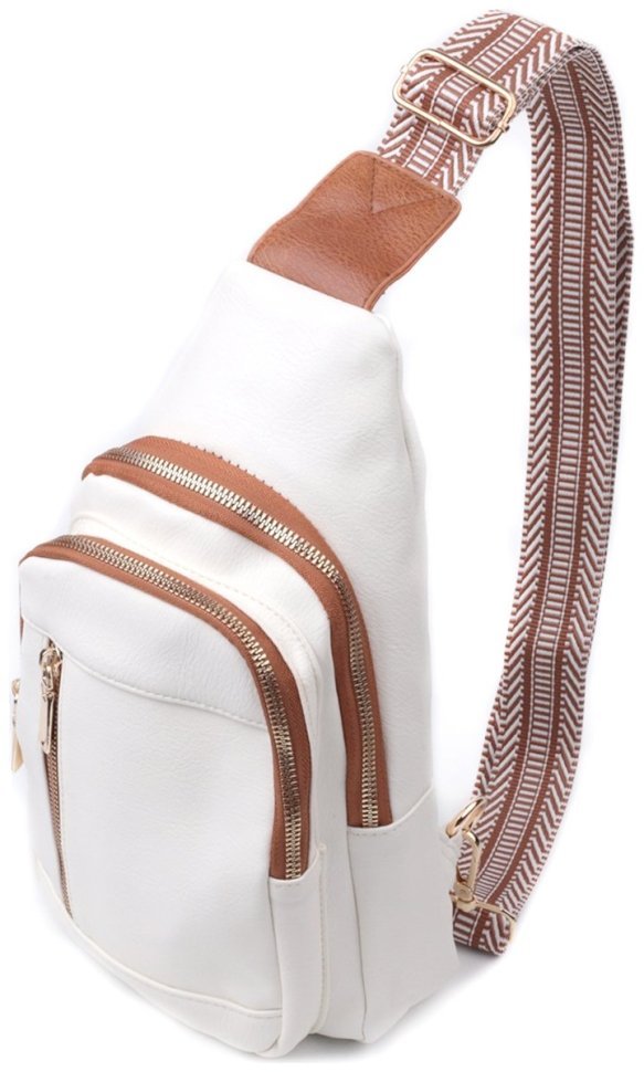 Жіноча слінг сумка зі шкірозамінника Vintage 22746 Біла фото №1 Жіноча слінг сумка зі шкірозамінника Vintage 22746 Біла modnotak фото №1