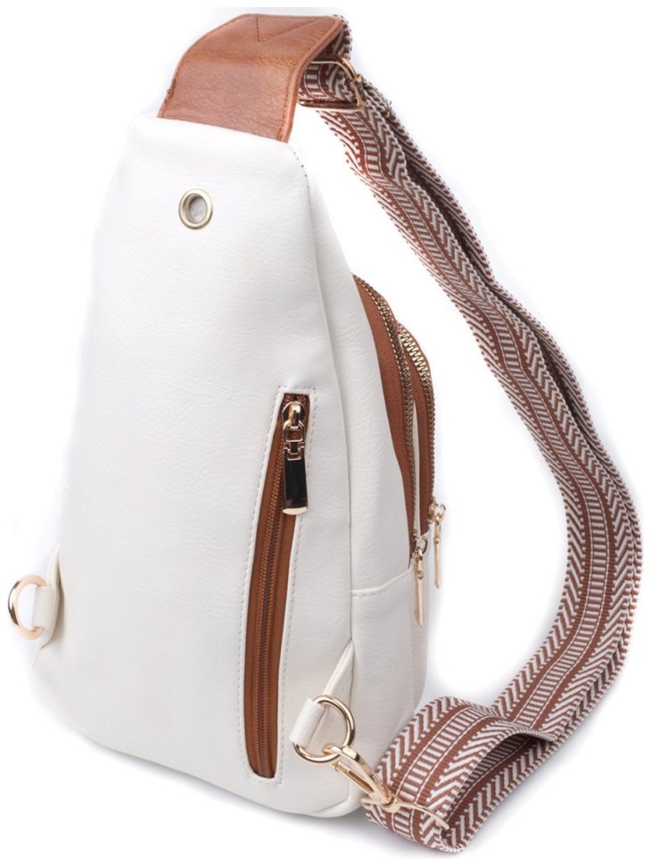 Жіноча слінг сумка зі шкірозамінника Vintage 22746 Біла фото №2 Жіноча слінг сумка зі шкірозамінника Vintage 22746 Біла modnotak фото №2