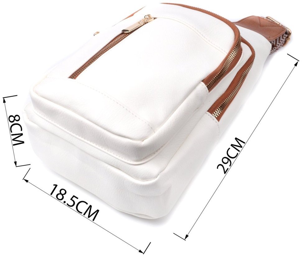 Жіноча слінг сумка зі шкірозамінника Vintage 22746 Біла фото №3 Жіноча слінг сумка зі шкірозамінника Vintage 22746 Біла modnotak фото №3