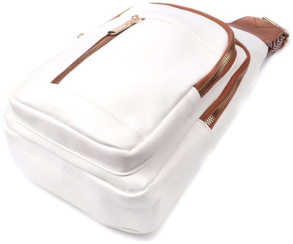 Жіноча слінг сумка зі шкірозамінника Vintage 22746 Біла фото №6 Жіноча слінг сумка зі шкірозамінника Vintage 22746 Біла modnotak фото №6