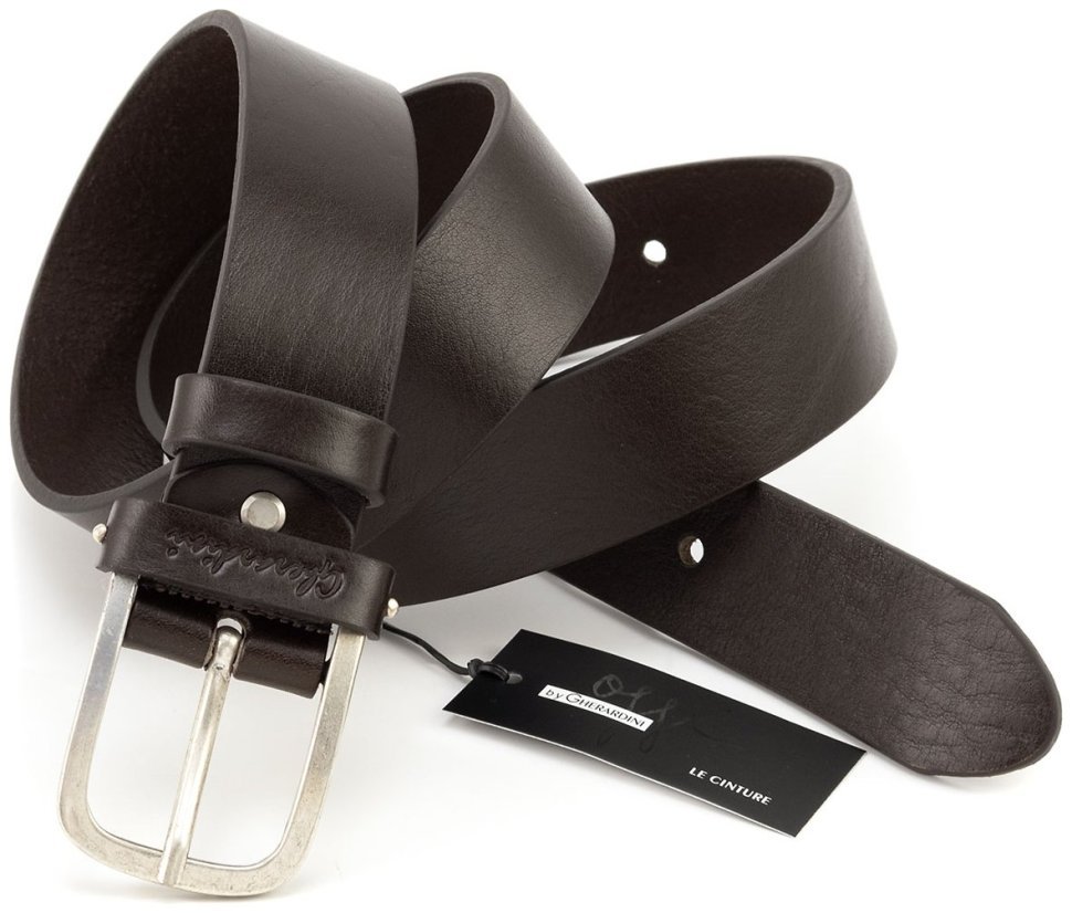 Стильный качественный ремень из итальянской кожи Gherardini 40799 темно-коричневый modnotak фото №5