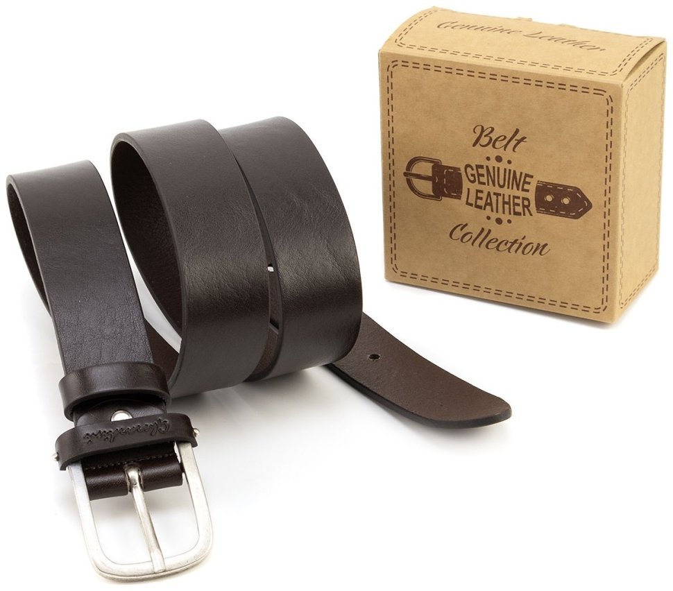 Стильный качественный ремень из итальянской кожи Gherardini 40799 темно-коричневый modnotak фото №6