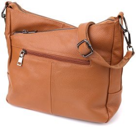 Вместительная женская сумка на 2 отделения из натуральной фактурной кожи Vintage 103146 коричневого цвета