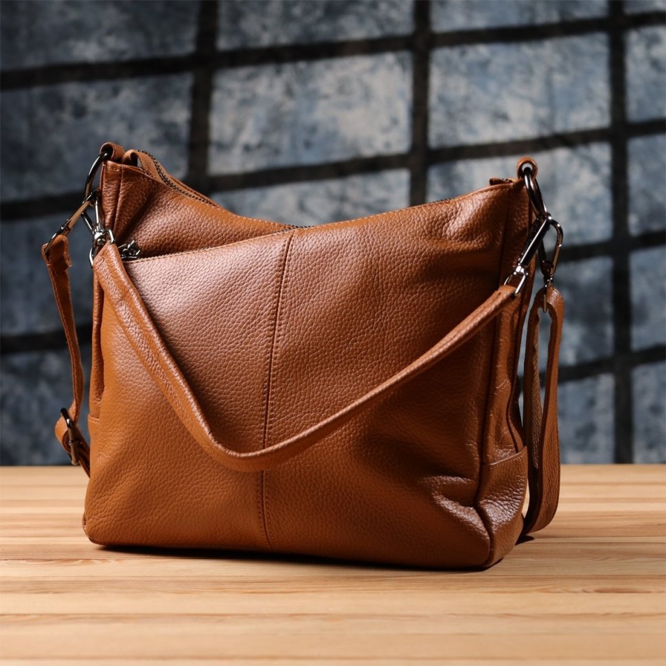 Вместительная женская сумка на 2 отделения из натуральной фактурной кожи Vintage 103146 коричневого цвета фото №9 Вместительная женская сумка на 2 отделения из натуральной фактурной кожи Vintage 103146 коричневого цвета modnotak фото №9