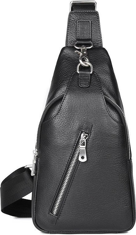 Чорний чоловічий слінг - рюкзак середнього розміру VINTAGE STYLE (14973)