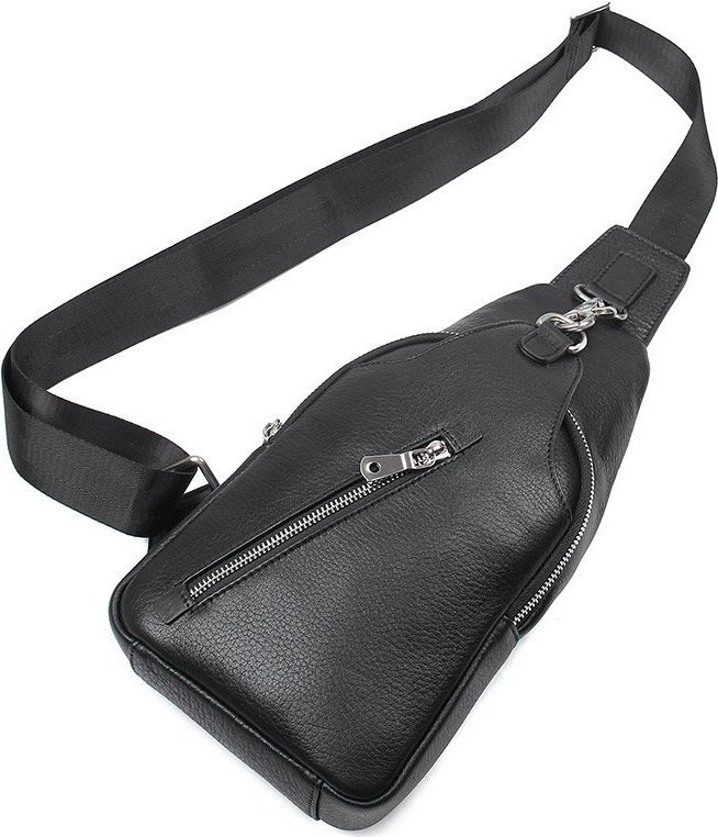 Черный мужской слинг - рюкзак среднего размера VINTAGE STYLE (14973)