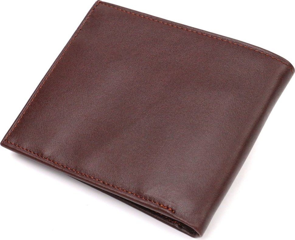 Темно-коричневое мужское портмоне из натуральной кожи гладкого типа без застежки CANPELLINI (2421782)