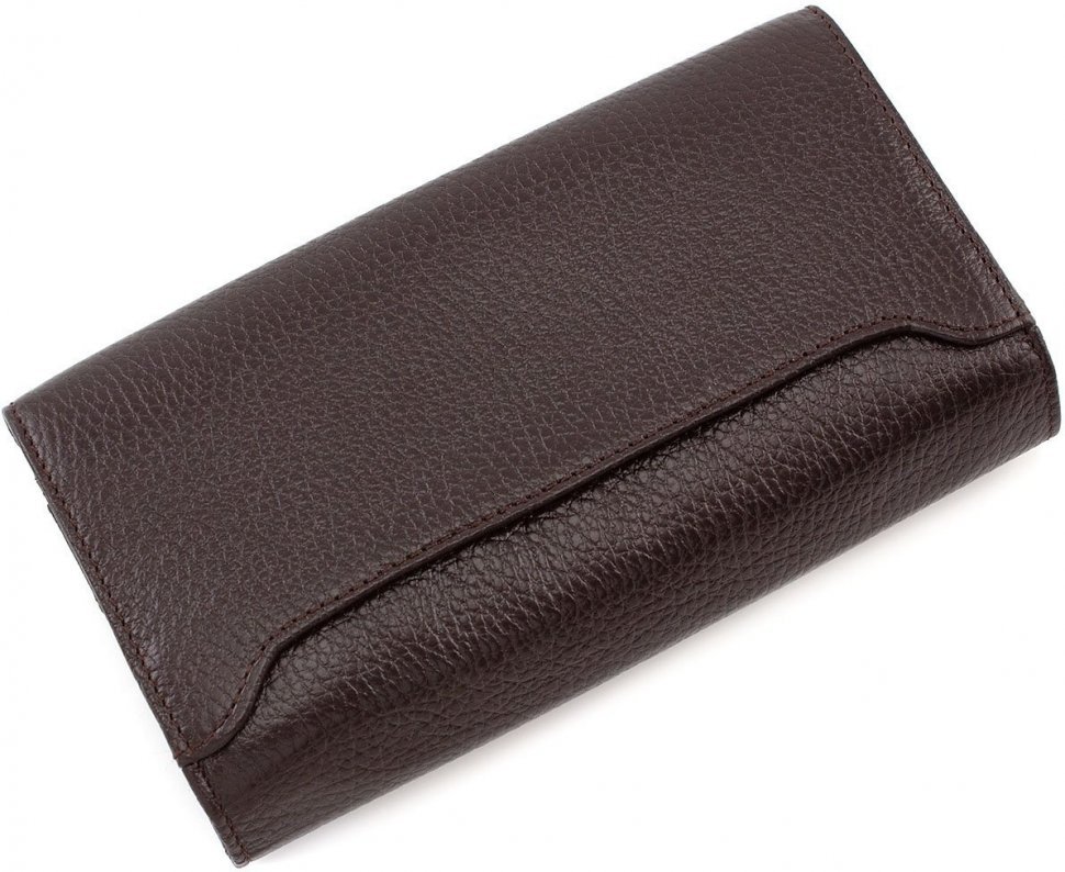 Коричневий гаманець на кнопці з фактурної шкіри Bond Non (10621)