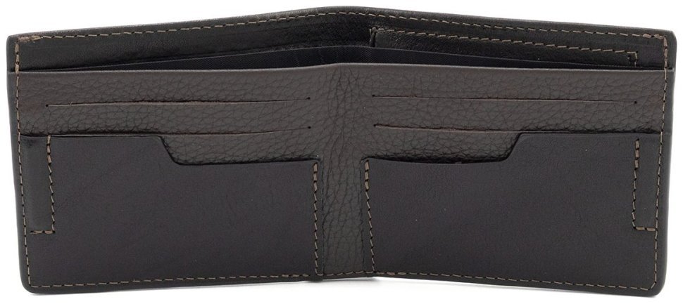 Коричневе портмоне в комбінації двох видів італійської шкіри Sorrento і флотар з фіксацією на магніт Grande Pelle 103346 modnotak фото №2