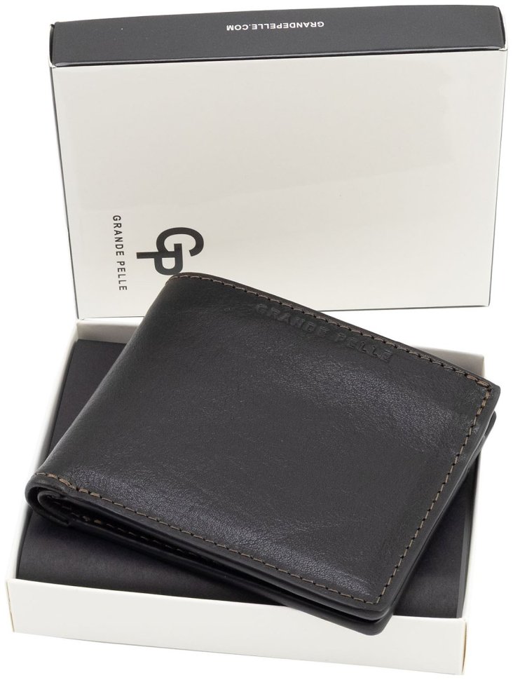 Коричневе портмоне в комбінації двох видів італійської шкіри Sorrento і флотар з фіксацією на магніт Grande Pelle 103346 modnotak фото №7