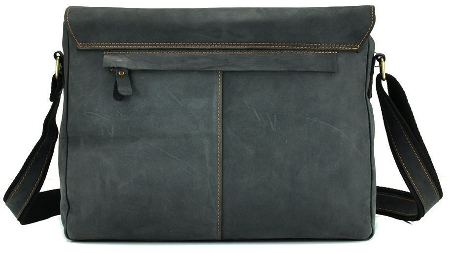 Чорна містка чоловіча сумка-месенджер з вінтажній шкіри Tiding Bag (15811)