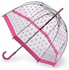 Зонт-трость женский Fulton Birdcage-2 L042 Pink Polka (механика, прозрачный с розовым горошком) 93846