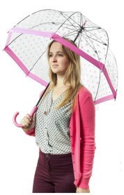 Зонт-трость женский Fulton Birdcage-2 L042 Pink Polka (механика, прозрачный с розовым горошком) 93846