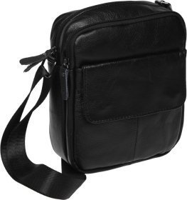 Чоловіча шкіряна сумка на два відділення у чорному кольорі Borsa Leather (21905)