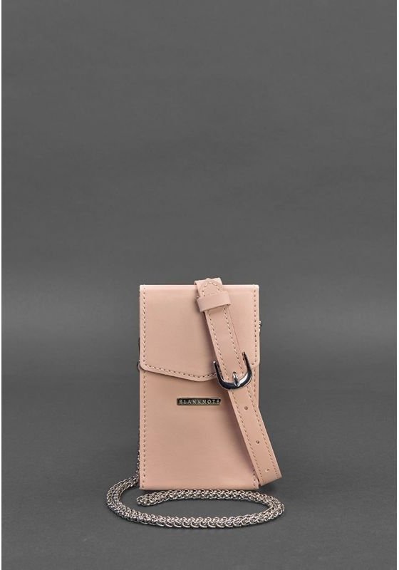 Вертикальная кожаная сумка розового цвета из гладкой кожи BlankNote Mini (12811)