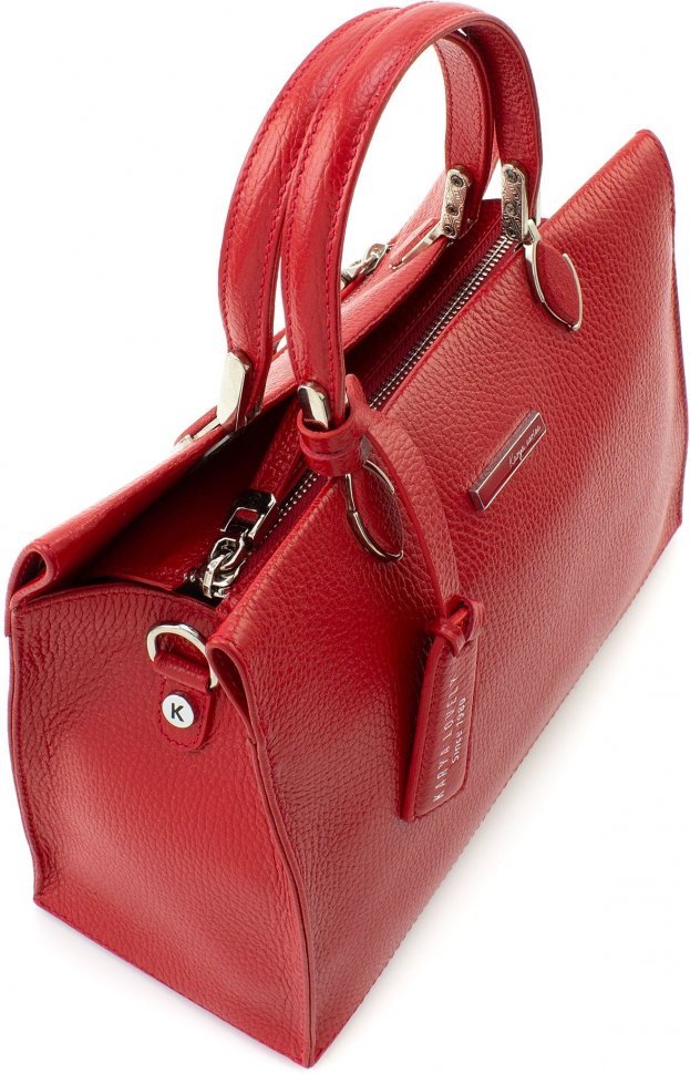 Компактна жіноча сумка з натуральної шкіри турецького виробництва в червоному кольорі KARYA (15948)