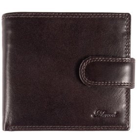 Портмоне мужское из гладкой кожи на кнопке коричневого цвета Ashwood VT 94046 с RFID-защитой