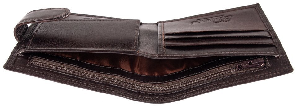 Портмоне мужское из гладкой кожи на кнопке коричневого цвета Ashwood VT 94046 с RFID-защитой modnotak фото №4