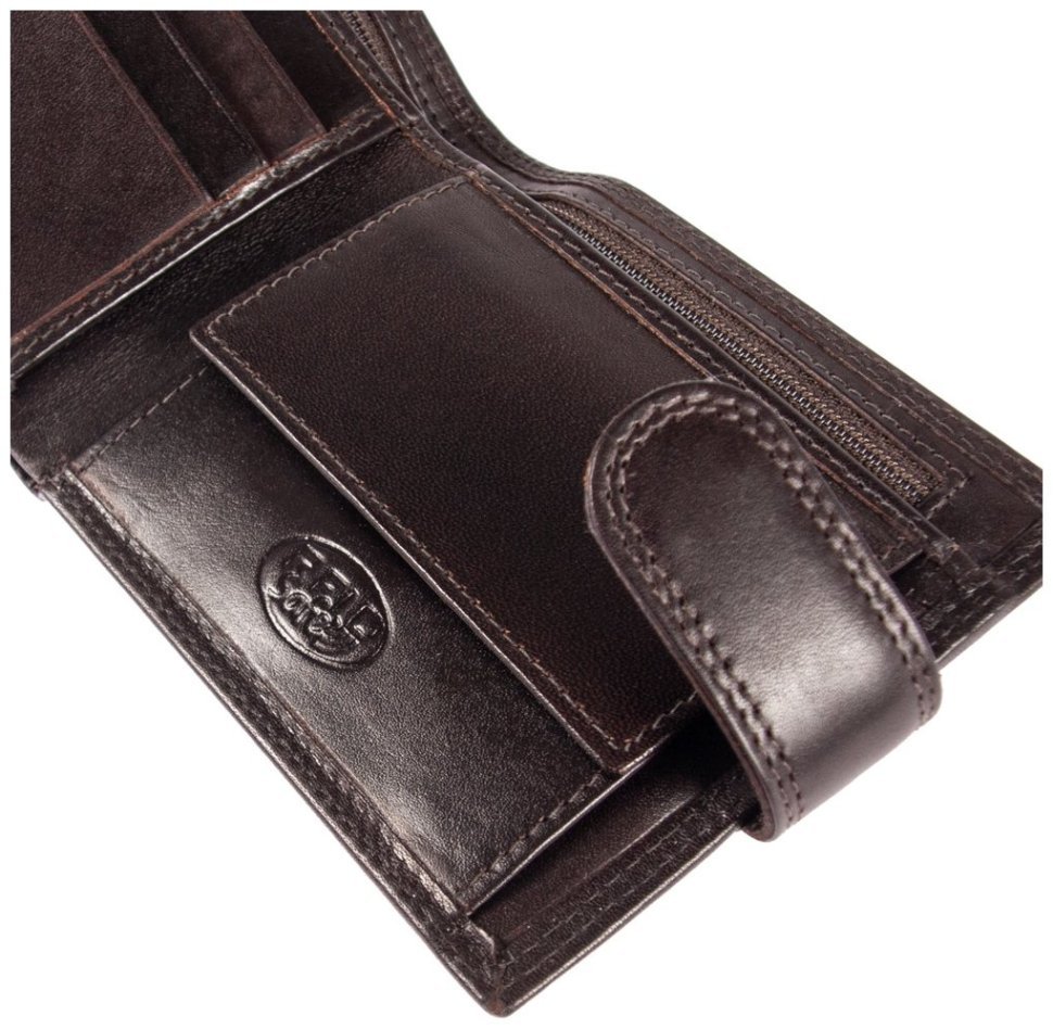 Портмоне мужское из гладкой кожи на кнопке коричневого цвета Ashwood VT 94046 с RFID-защитой modnotak фото №7