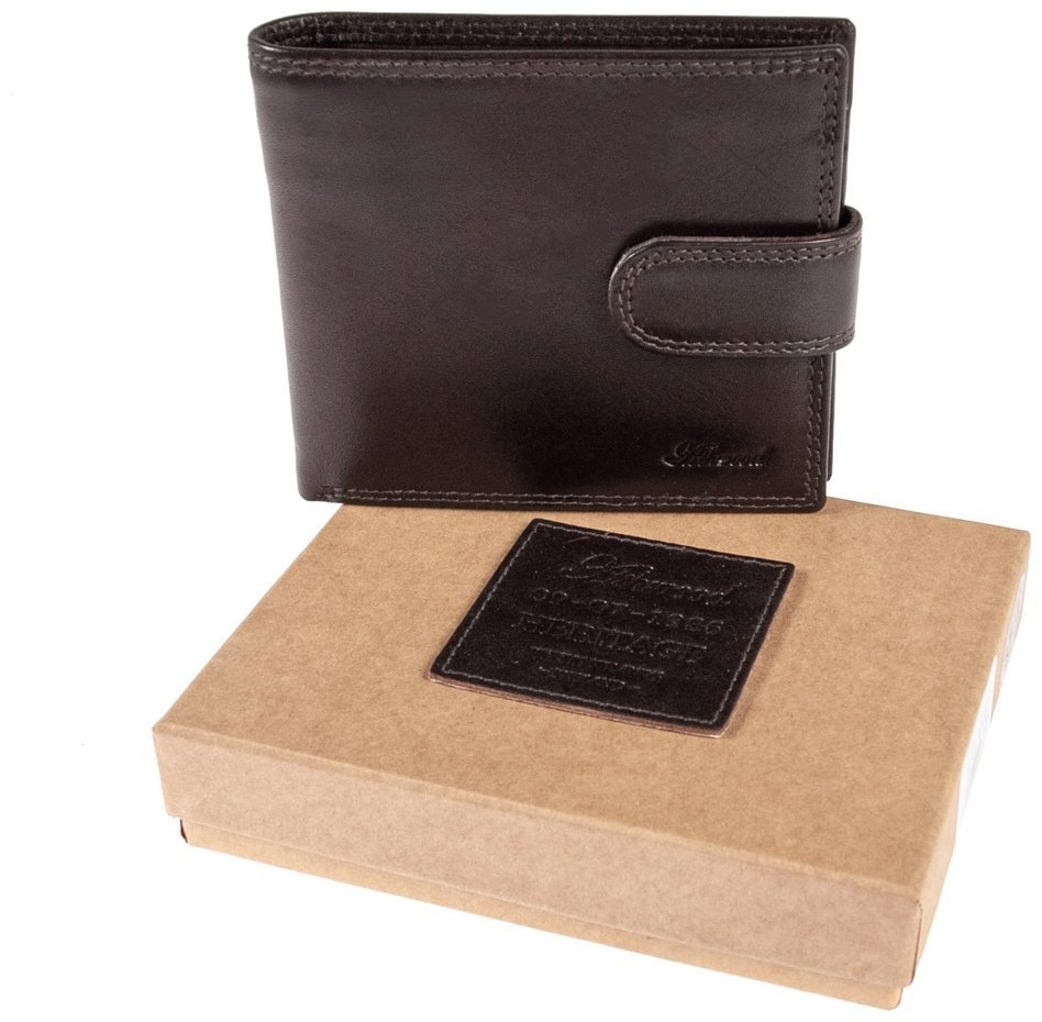 Портмоне мужское из гладкой кожи на кнопке коричневого цвета Ashwood VT 94046 с RFID-защитой modnotak фото №10