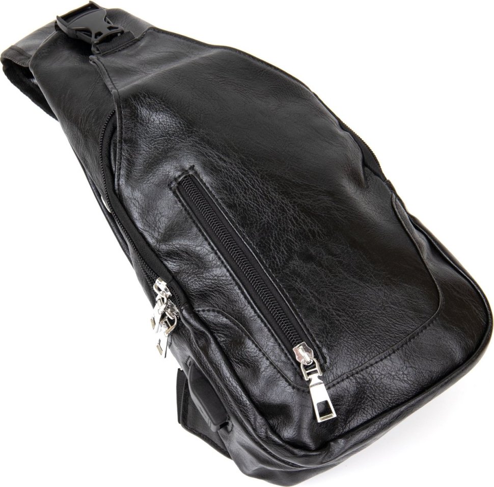 Чоловіча сумка через плече на два відділення зі шкірозамінника Vintage (20559)