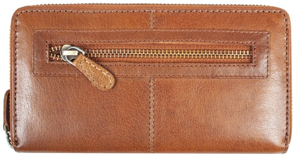 Женский кошелек из гладкой кожи на молнии с RFID-защитой Ashwood T90 94246 коричневого цвета modnotak фото №2