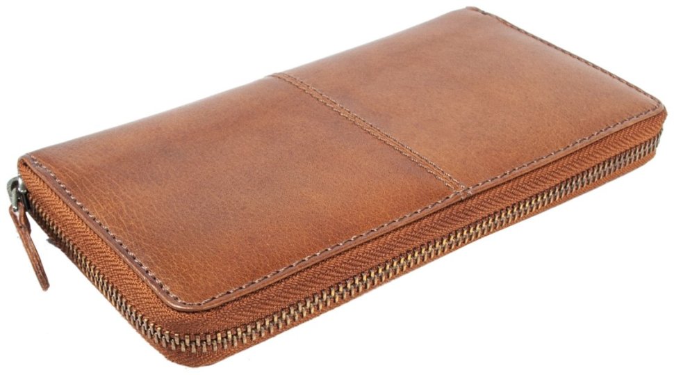 Женский кошелек из гладкой кожи на молнии с RFID-защитой Ashwood T90 94246 коричневого цвета modnotak фото №3