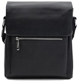 Мужская сумка планшет через плечо из качественной фактурной кожи черного цвета Borsa Leather 104546