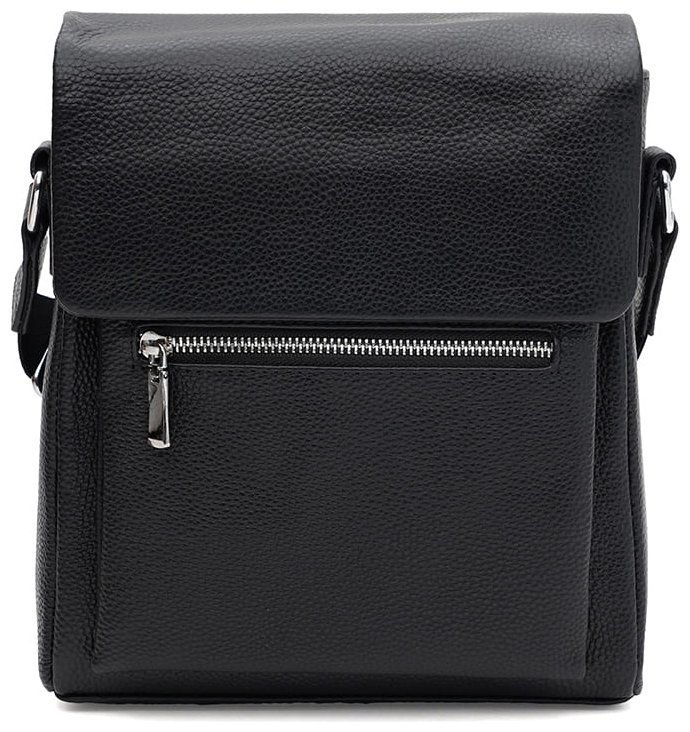 Мужская сумка планшет через плечо из качественной фактурной кожи черного цвета Borsa Leather 104546 фото №1 Мужская сумка планшет через плечо из качественной фактурной кожи черного цвета Borsa Leather 104546 modnotak фото №1