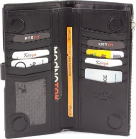 Чорний чоловічий гаманець із гладкої шкіри на магнітах KARYA (22019)