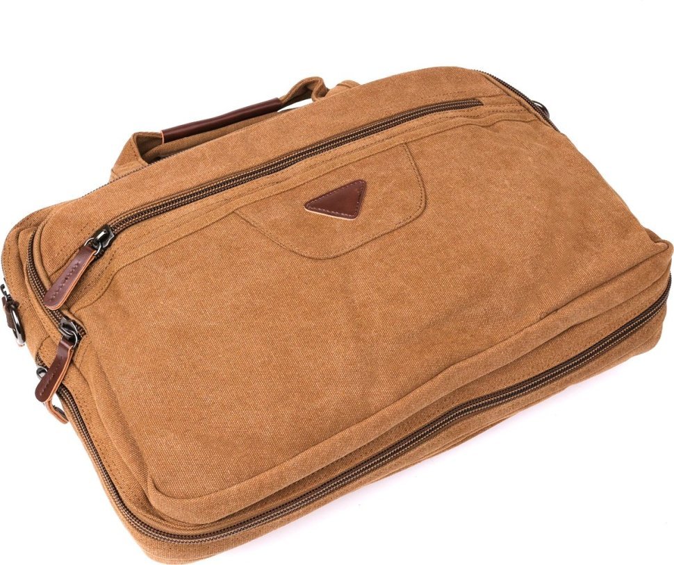 Коричневая текстильная сумка для ноутбука на молнии Vintage (20183)