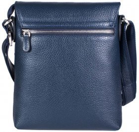 Синяя мужская сумка-планшет из натуральной кожи с плечевым ремнем DESISAN (19183) - 2