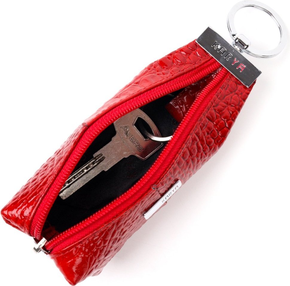Красная лаковая ключница из натуральной кожи KARYA (2420932)