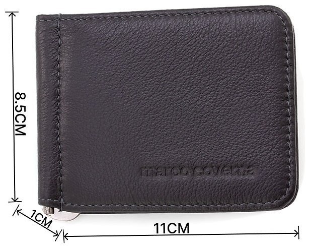 Тонкий черный зажим для купюр из натуральной кожи Marco Coverna (18905) фото №3 Тонкий черный зажим для купюр из натуральной кожи Marco Coverna (18905) modnotak фото №3