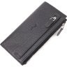 Чорний гаманець із натуральної шкіри на кнопці KARYA (2421132) - 1