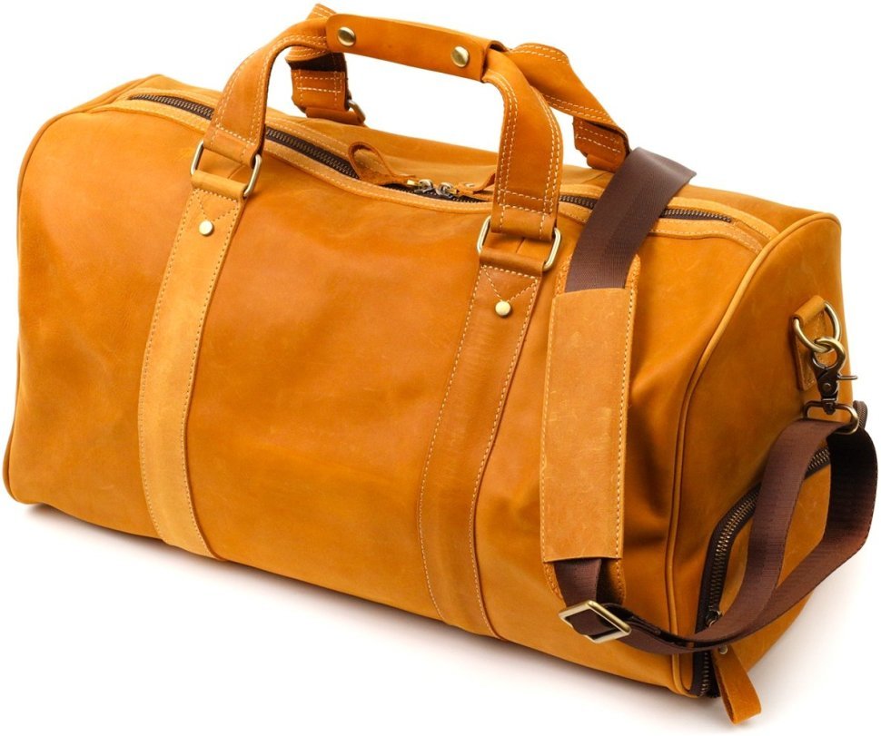 Світло-коричнева дорожня сумка із вінтажної шкіри з ручками Vintage 2422140