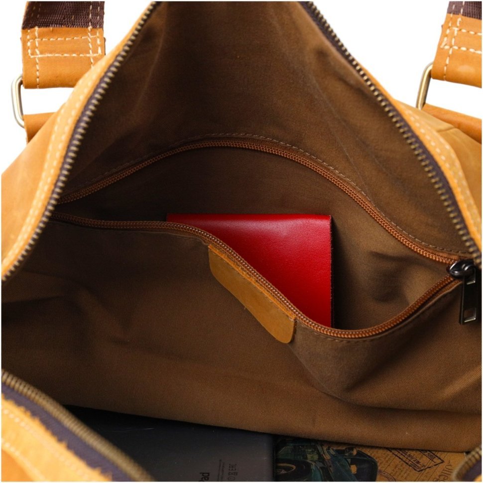 Світло-коричнева дорожня сумка із вінтажної шкіри з ручками Vintage 2422140