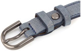 Узкий кожаный ремень синего цвета Sergio Torri (20030)