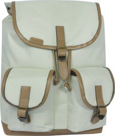 Женский стильный рюкзак бежевого цвета из текстиля с фиксацией на клапан Bagland (55746)