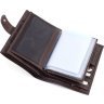 Шкіряне чоловіче портмоне темно-коричневого кольору з блоком під документи KARYA (55946) - 8