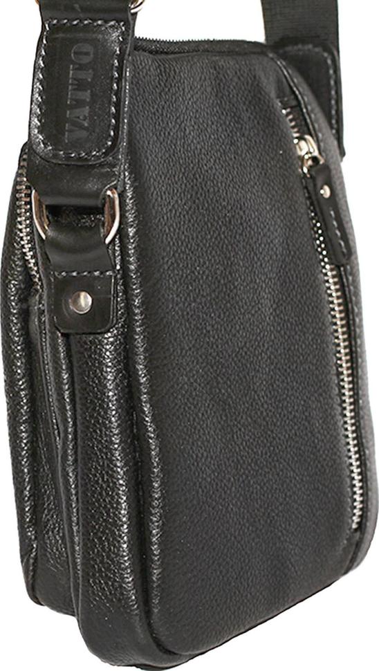 Маленькая черная мужская сумка из зернистой кожи VATTO (12087)