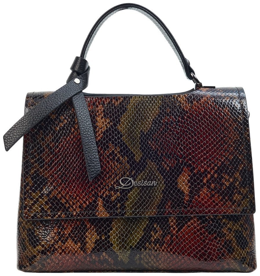 Каркасная женская сумка из натуральной кожи под змею с ручкой для носки Desisan 106846 Разноцветная modnotak фото №1